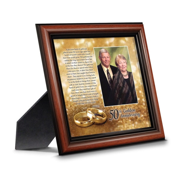 50th Wedding Anniversary Gift Picture Frame, 50th Anniversary Decorations, Golden Anniversary 50 Year Frame, Anniversary Gift for Parents