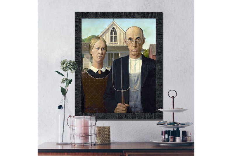 American Gothic by Grant Wood World Famous Wall Art Etsy
