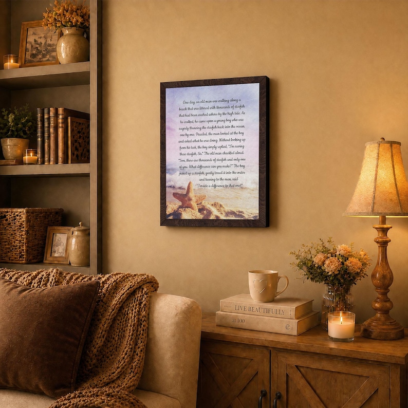 Starfish Story Canvas Print, Coastal Wall Art, Beach Decor, Ready to Hang image 11
