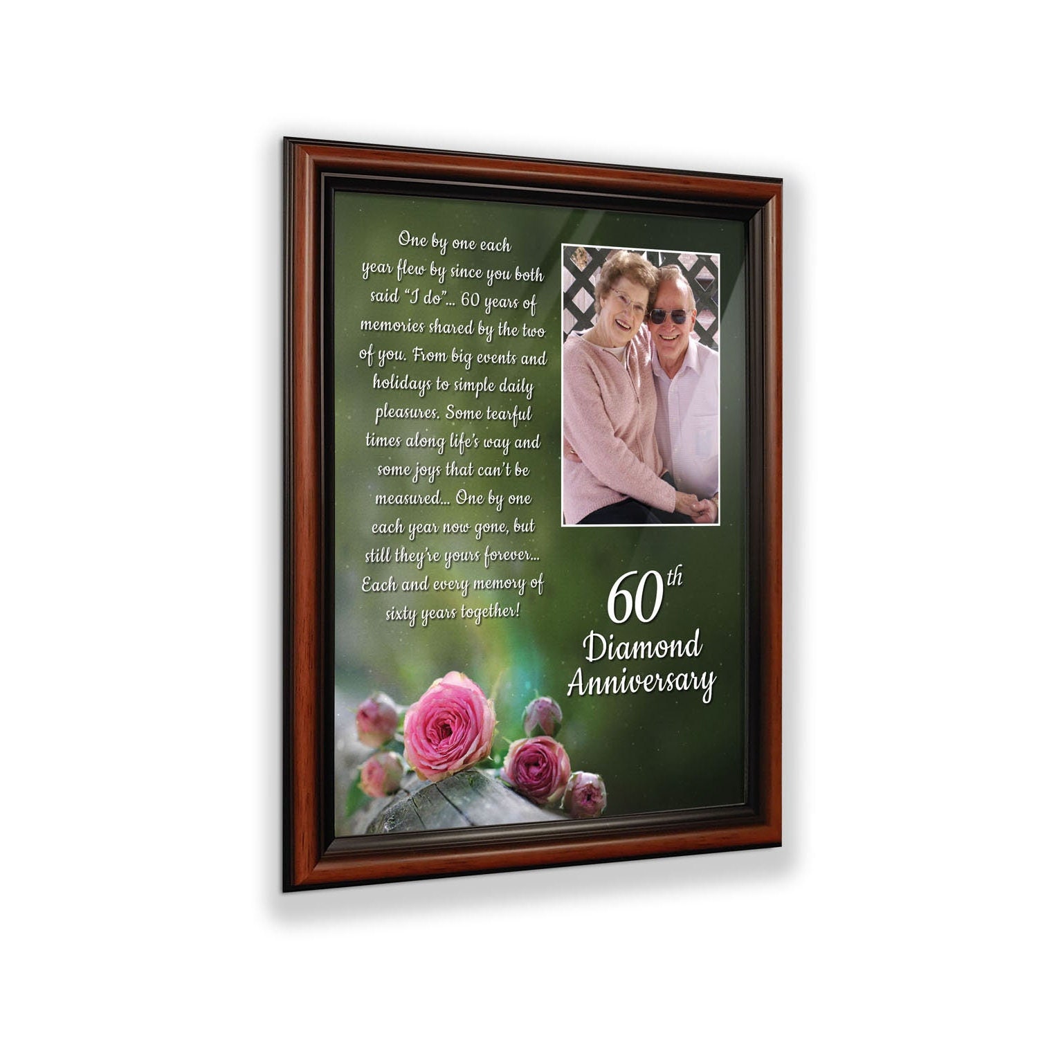 60th Wedding Anniversary Gift, Diamond Anniversary Picture Frame for ...