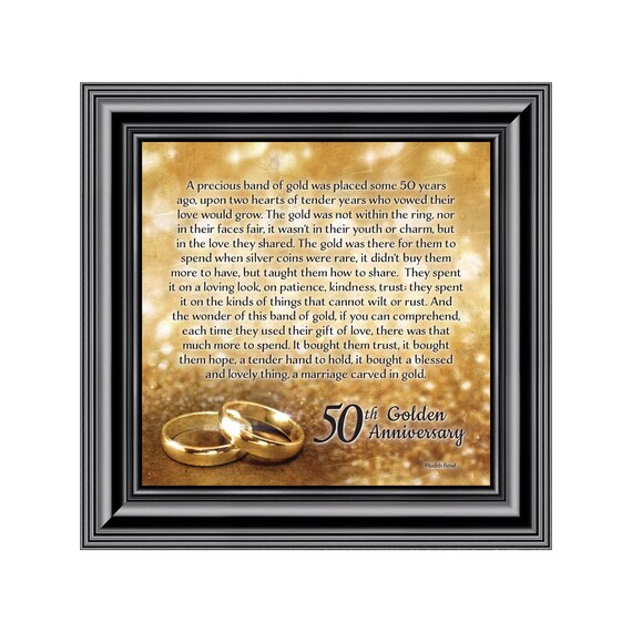 Bands Of Gold 50th Wedding Anniversary Gift Picture Frame Etsy