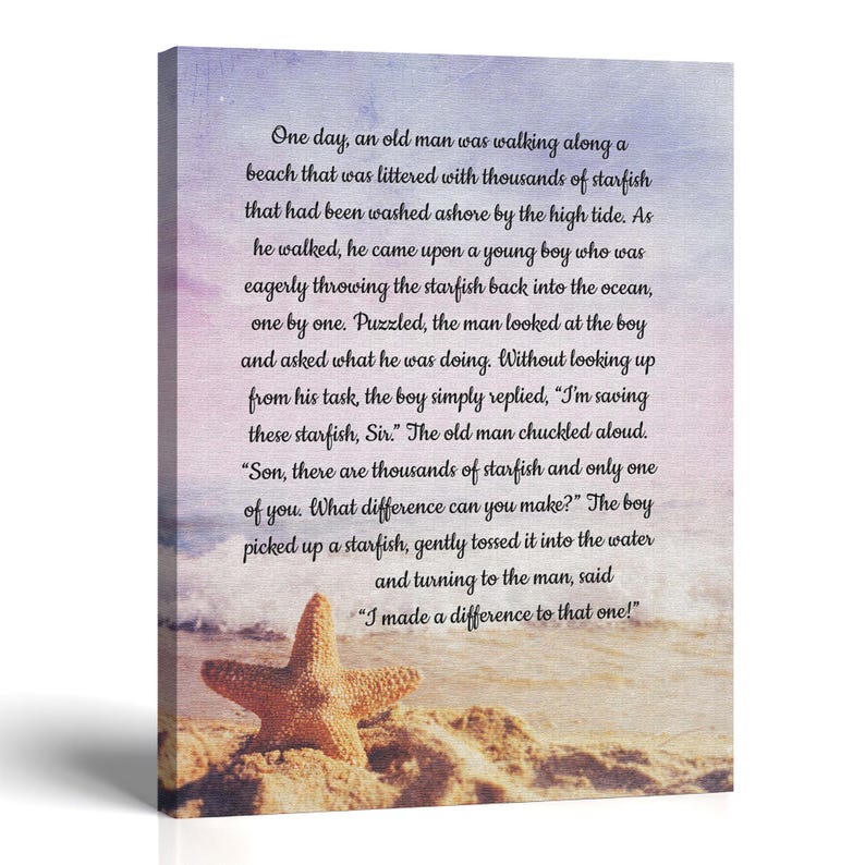 Starfish Story Canvas Print, Coastal Wall Art, Beach Decor, Ready to Hang image 2