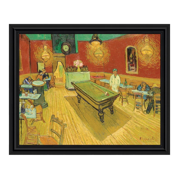 The Night Cafe in The Place Lamartine in Arles by Vincent Van Gogh, Framed Wall Art Print, Great Bar or Man Cave Decor, 11x14, 2447
