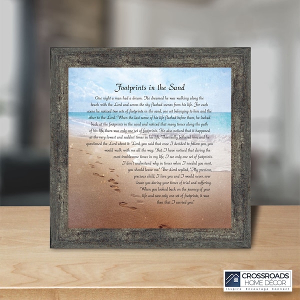 Footprints in the Sand Wall Art, Beach Decor, Christian Gifts for Women, Inspirational Wall Decor, Sympathy Gift, Christian Get Well Gift
