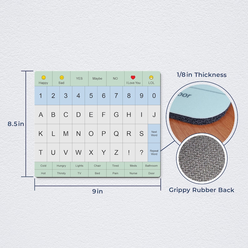 Adult Communication Board Nonslip, Portable Letter Chart for Nonverbal, Stroke Recovery