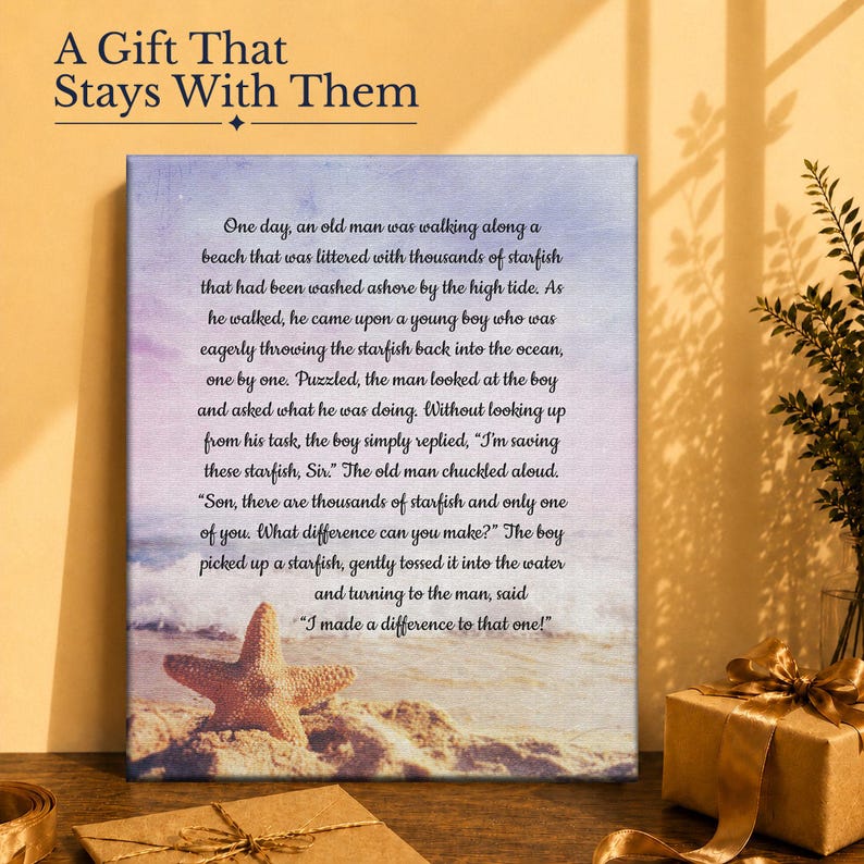 Starfish Story Canvas Print, Coastal Wall Art, Beach Decor, Ready to Hang image 6