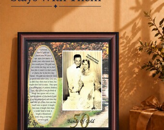 Bands of Gold, Personalized 50th Wedding Anniversary Gift Picture Frame, 50th Anniversary Decorations for Party, Golden Anniversary