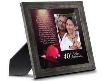 40th Anniversary Gifts for Parents, Ruby 40th Anniversary Decorations for Party, 40th Anniversary Frame, 40 Year Anniversary Gift for Wife