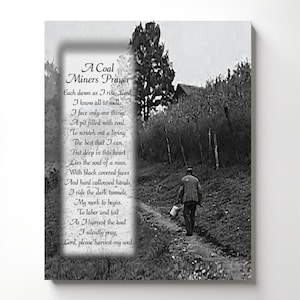 Coal Miner&#39;s Prayer Canvas Print, Coal Miner Gifts for Men, Coal Mining Cave Deco, Coal Minner Wall Art, Gift for Coal Miner, Ready To Hang