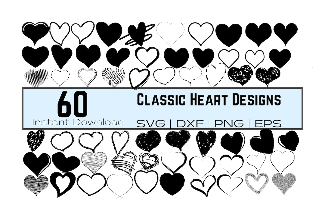 Heart Svg Bundle Classic Heart Svg Hand Drawn Hearts Valentine's Day ...