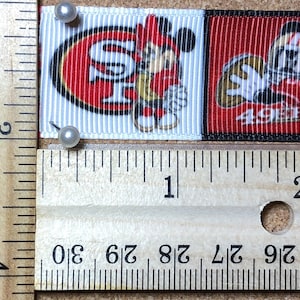 San Francisco 49ers Football Featuring Mickey & Minnie Mouse 1 inch Grosgrain Ribbon