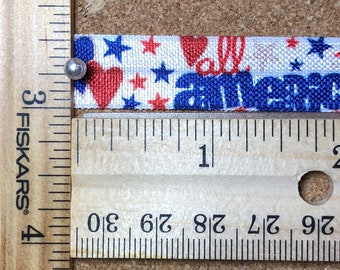 CLEARANCE *5 Yards* Red White Blue “All American” 5/8 inch Fold Over Elastic Ribbon