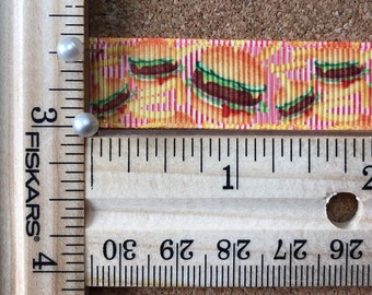 CLEARANCE 55% OFF *2 Yards* On the Grill Hamburgers & Fries 5/8 inch Grosgrain Ribbon