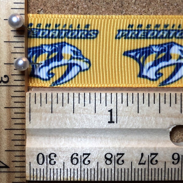 Yellow Blue Nashville Predators Hockey NHL 7/8 inch Grosgrain Ribbon