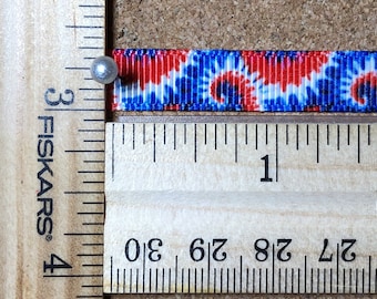 Red White Blue Swirled Tie Dye 3/8 inch Grosgrain Ribbon