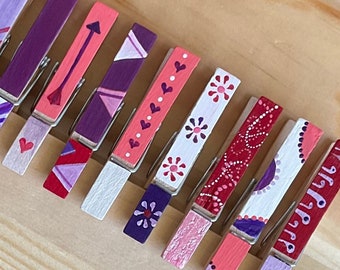 Valentines Miniature Clothespin Collection  ~ wedding & shower favors  ~  place card settings  ~  photo display  ~  tokens of appreciation
