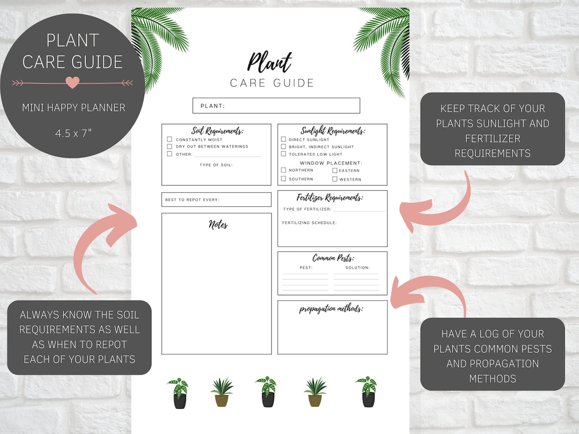 Plant Care Guide Printable Plant Care Sheet Mini Happy - Etsy Australia