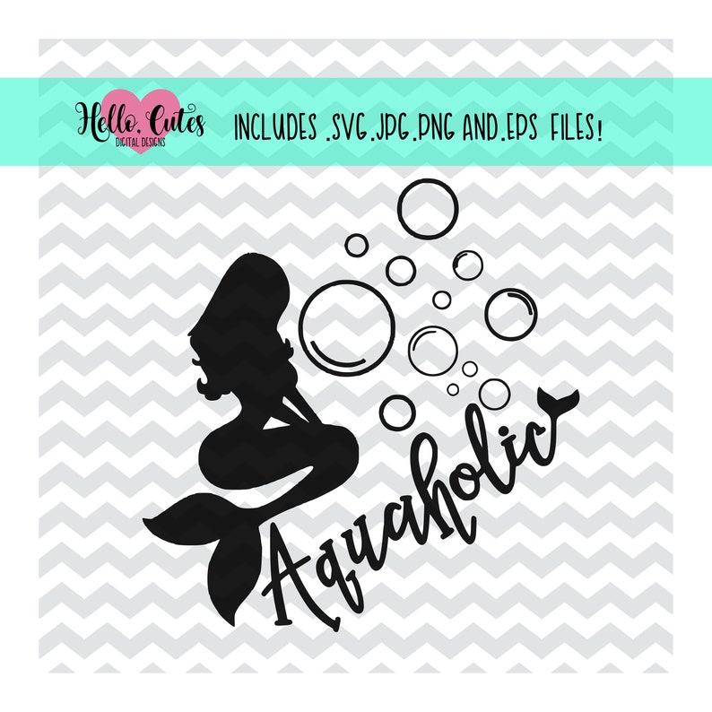 Download Aquaholic Mermaid Design svg png jpg cricut cut file | Etsy