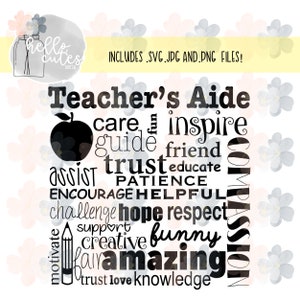 Teacher&#39;s Aide Appreciation Design | Instant Digital Download | png, svg, & jpg files, cricut cut files, printable, paraprofessional,