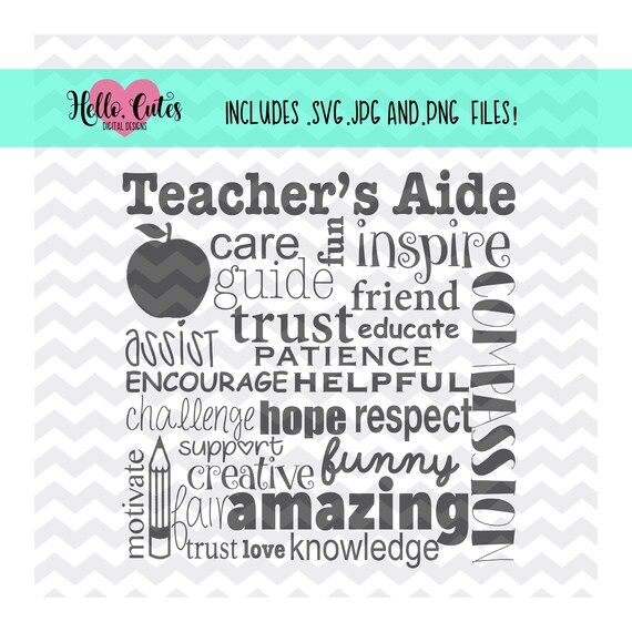 Teacher's Aide Appreciation Design Instant Digital Etsy