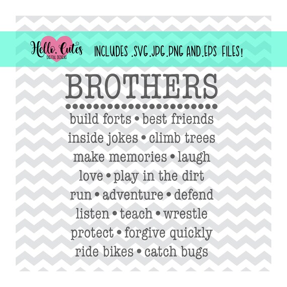 Brothers Design Svg Png Jpg Eps Quote Saying Words Etsy