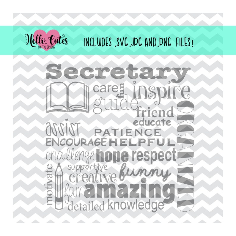 Secretary Appreciation Design | Cricut Cut Files, Svg File, Png File ...