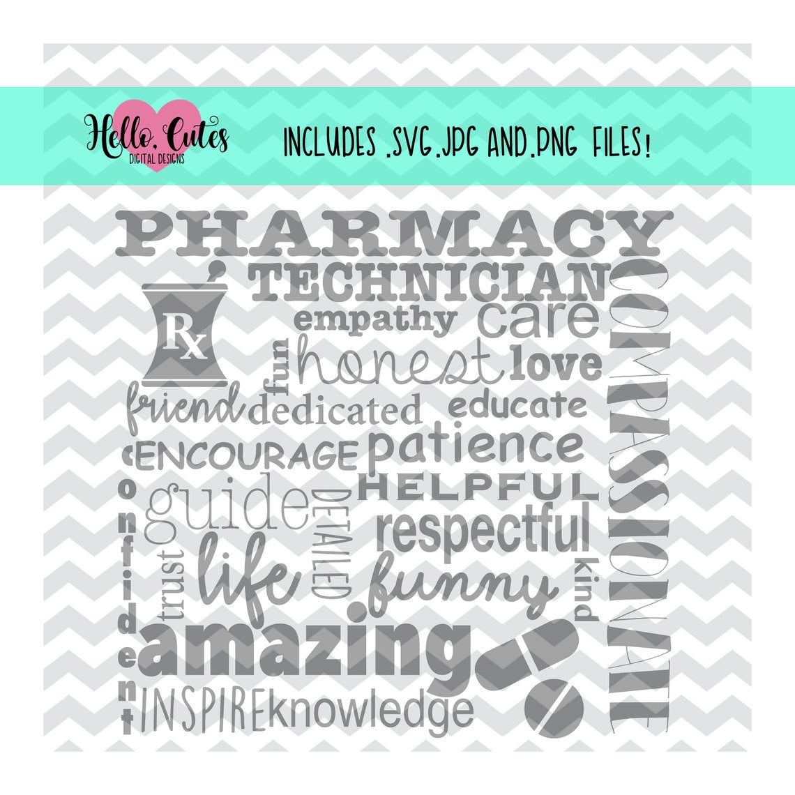 Pharmacy Technician Appreciation Design Svg Png Jpg Cut Etsy