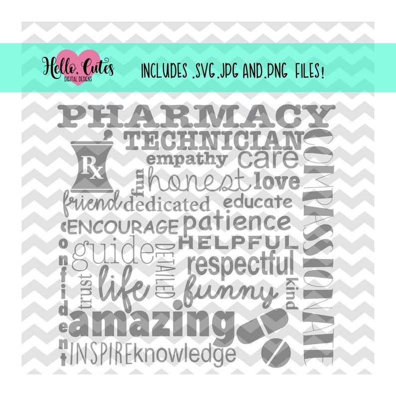 Pharmacy Technician Appreciation Design svg png jpg cut Etsy
