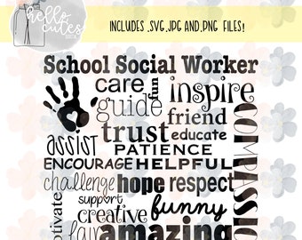 Design för uppskattning av skolsocialarbetare | Tillverkad av | msw | lcsw | bsw | cmsw | dsw | png-, eps-, svg- och jpg-filer, Cricut-klippfiler