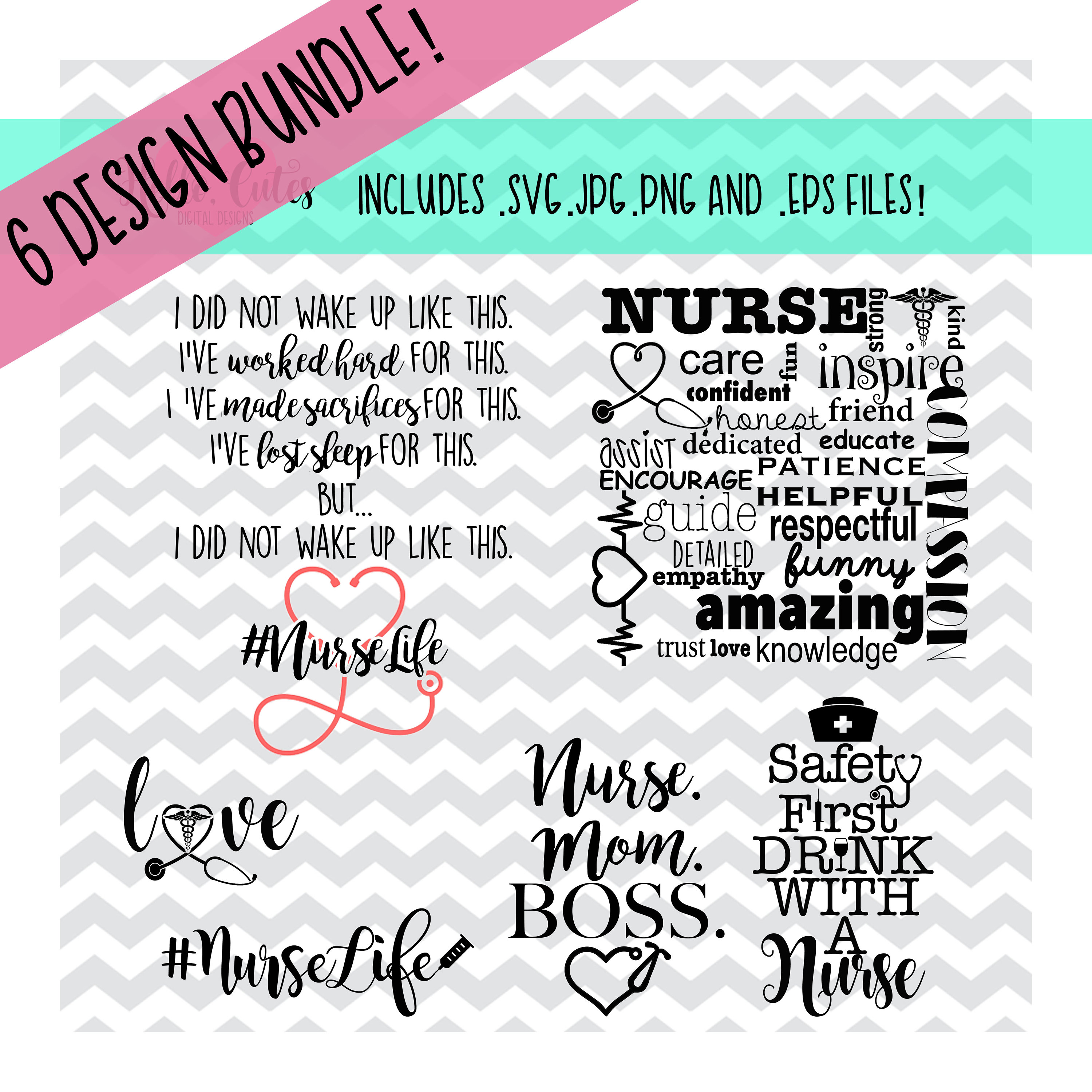 Nurse Design Bundle, cut file, svg, png, jpg, cricut, instant download, lvn, licensed vocational,  rn, registered,  cna, certified