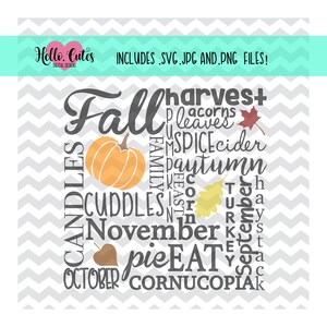 Fall Word Collage Design, Cut File, Cricut, Autumn, Decor, Harvest ...