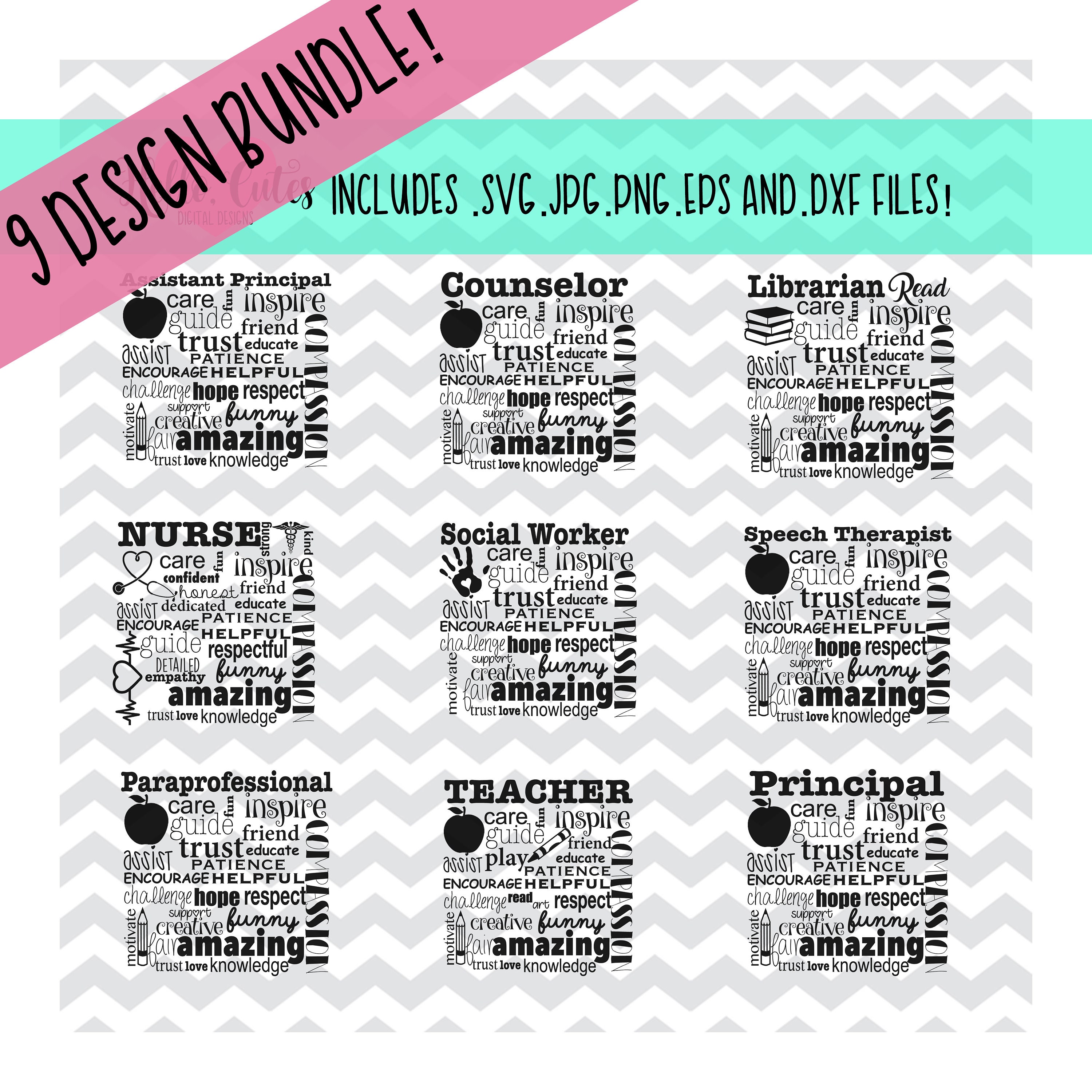 BUNDLE School Staff Appreciation Day/week 9 Designs Cut Etsy Australia