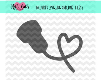 Ultrasound Transducer Heart Design | svg file, png file, jpg file, printable, instant download, ultrasound technician, sonogram, sonographer