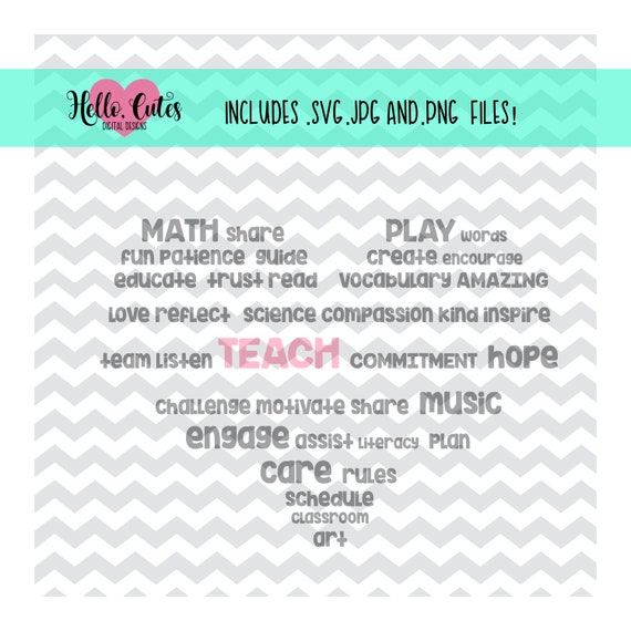 Download Teacher Heart Design Word Collage Appreciation Svg Files Etsy