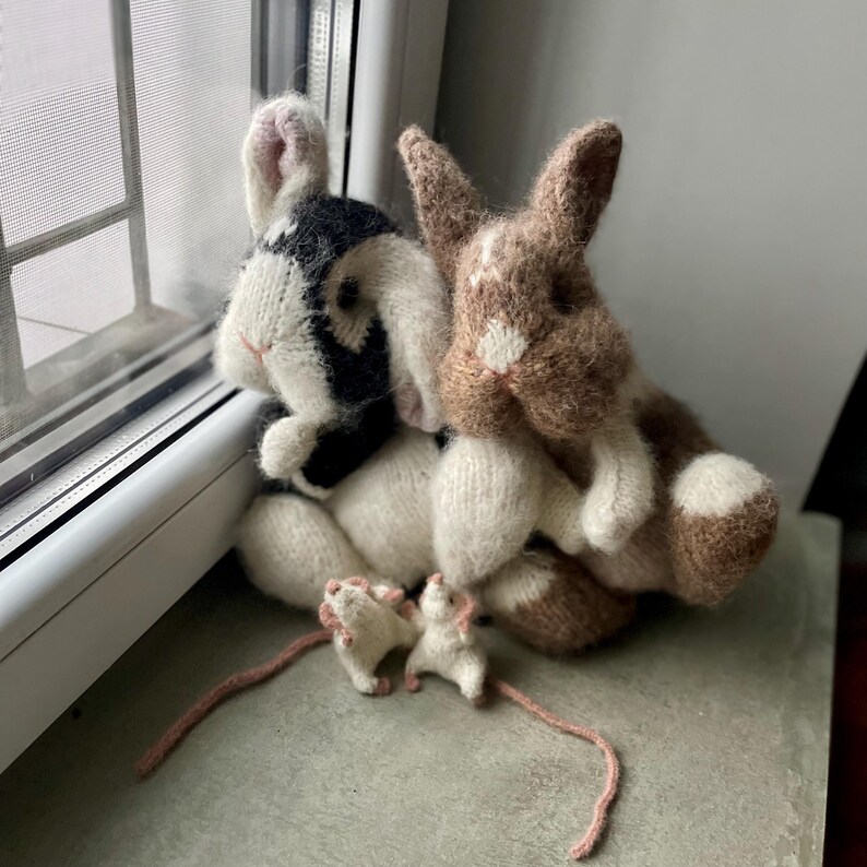 Knitted Bunny & Mouse Set, Realistic Alpaca Plush Animals - Etsy