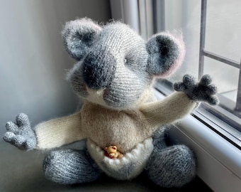 Koala de peluche tejido a mano, animal australiano, 27 cm