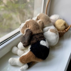 Two knitted realistic puppies beagle Puppies soft toy Knitted puppies Knitted realistic soft puppies Crochet puppies Knitted animals