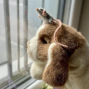 Knitted beagle puppy and mouse Puppy/mouse soft toys Knitted puppy Knitted mouse Realistic stuffed puppy/mouse Crochet puppy beagle/mouse