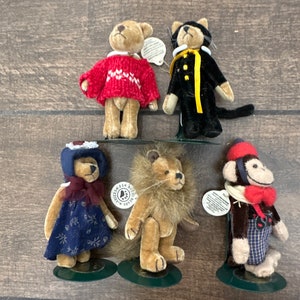 Vintage Boyds mini bears by TF Wuzzies, mama bear /lion bear /monkey, /red bear /cat bear 3.5”