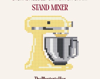 Stand Mixer - Digital Needlepoint Stitch Chart - 13 Mesh | Baking