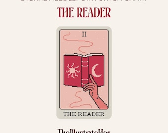 The Reader- Digital Needlepoint Stitch Chart - 18 Mesh | Tarot Card Witchy Kit
