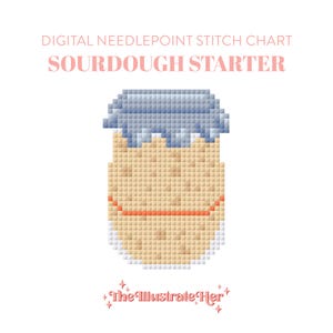 Sourdough Starter - Digital Needlepoint Stitch Chart - Baking Bread | 13 Mesh