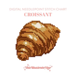 Croissant - Digital Needlepoint Stitch Chart - French Bakery Pastry Bread | 18 Mesh