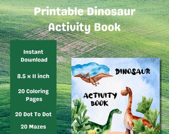 Printable Dinosaur Activity and Coloring Pages for Kids, Instant Download PDF