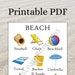Printable Beach Words Chart, Educational Home Learning, 8.5 X 11 Inch ...
