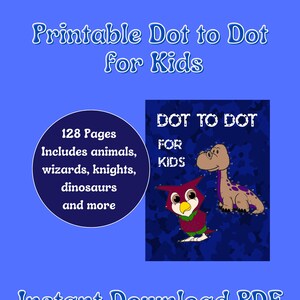 Printable Dot to Dot for Kids, 128 dot to dot pages, Instant Download PDF