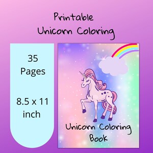 Printable Unicorn Coloring Book - 35 Pages - Instant Download PDF