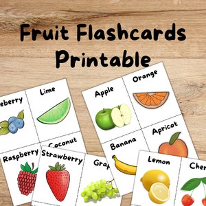 Cartes flash imprimables sur les fruits, PDF éducatives à téléchargement immédiat, 8,5 x 11 pouces