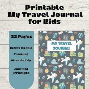 Printable Kids Travel Journal, Vacation Memory Journal, Travel Diary, Instant Download PDF