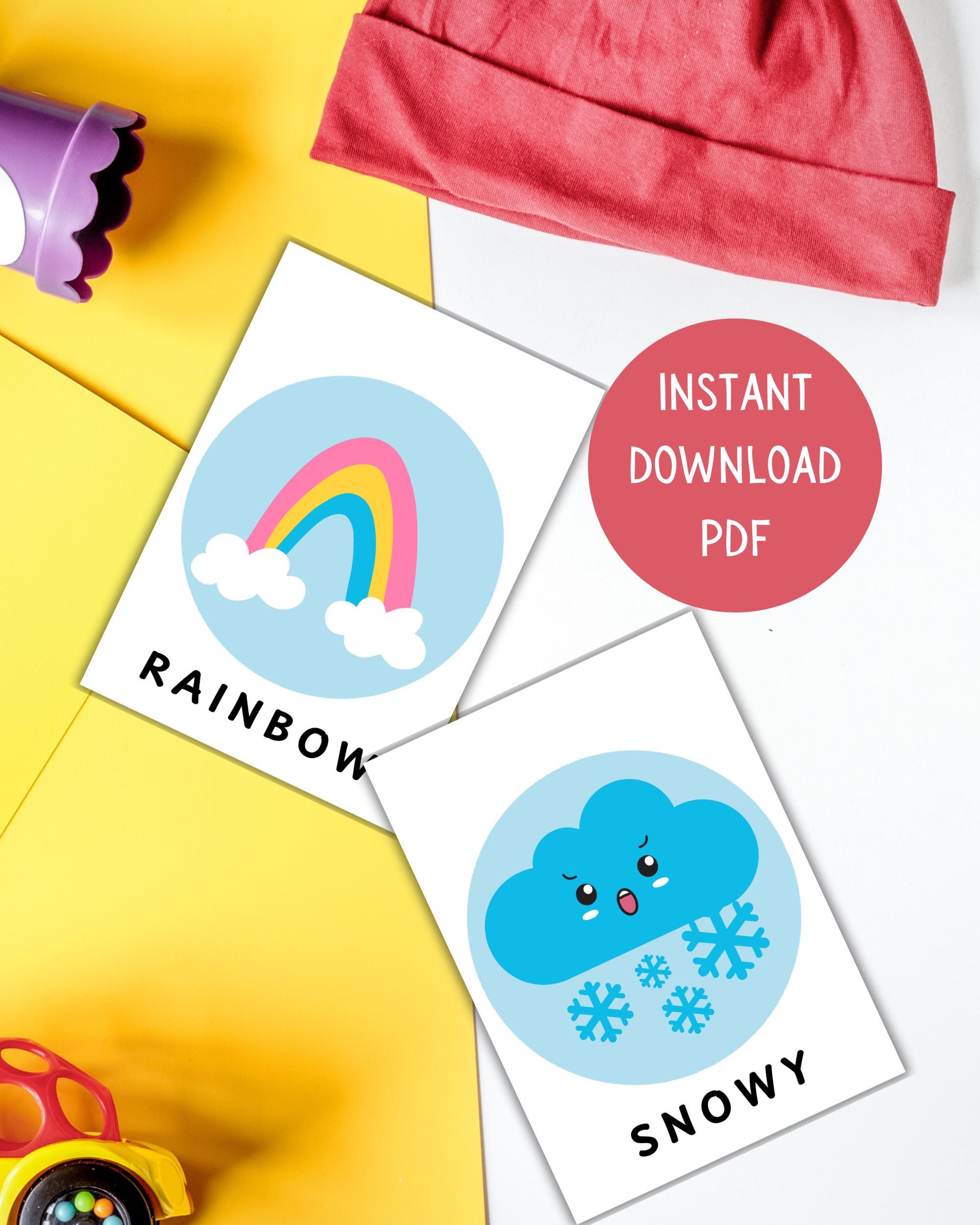 Printable Weather Flash Cards, Educational Instant Download PDF - Etsy